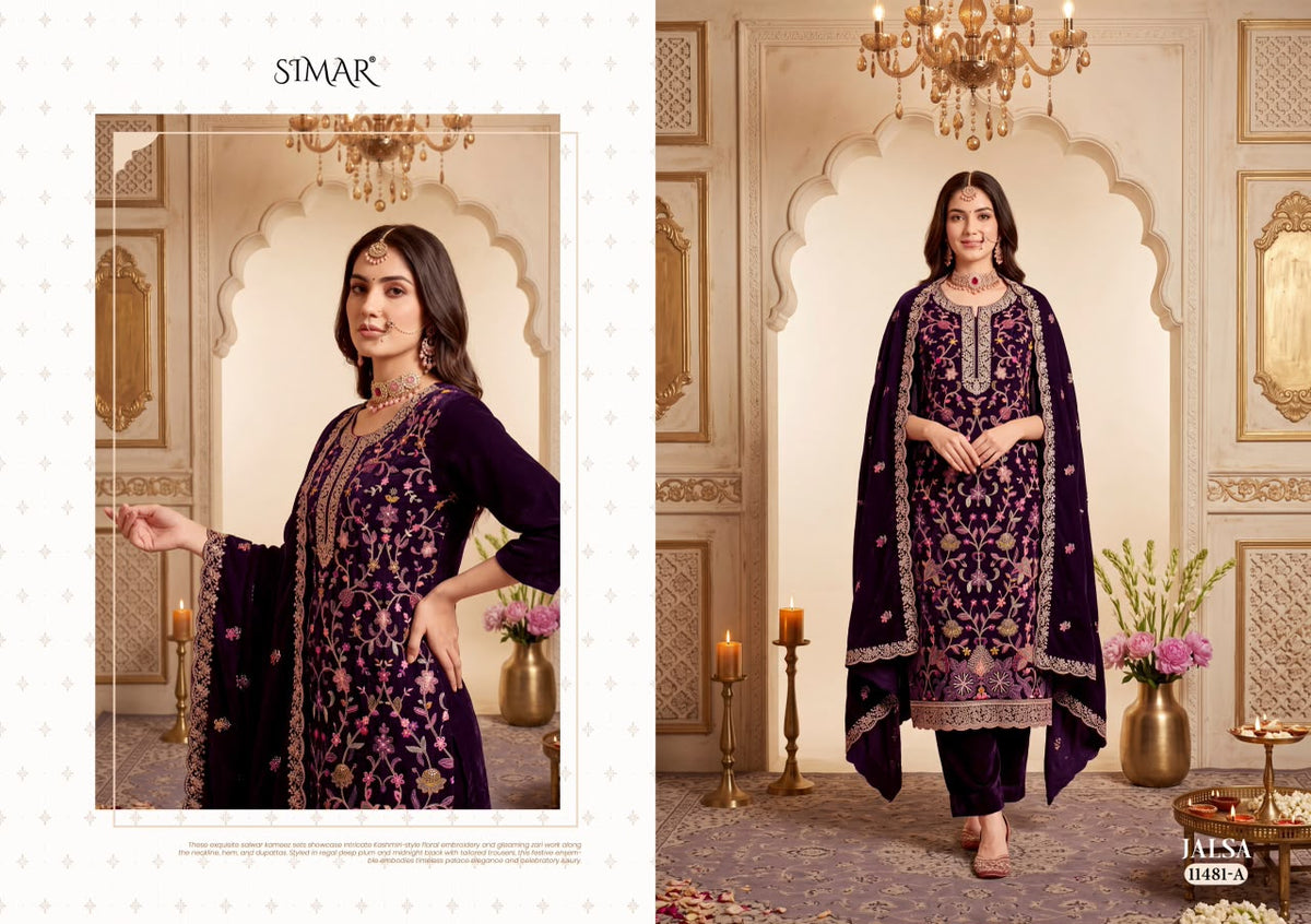 Jalsa Simar Velvet Suits Wholesaler India