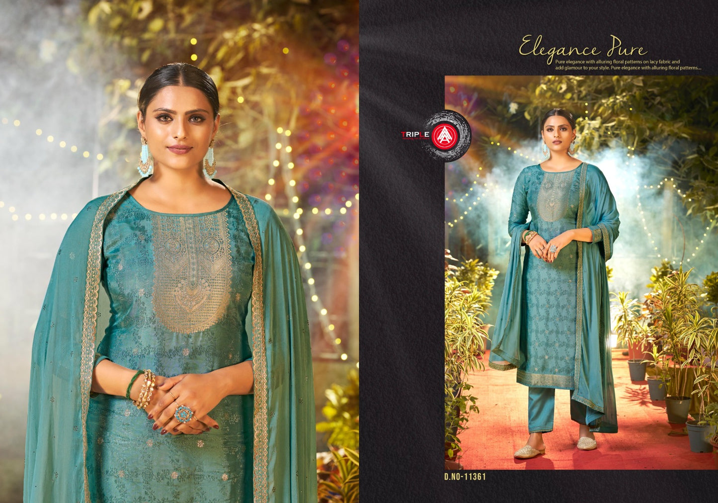 जलवा ट्रिपल आ मसलिन प्लाज़ो स्टाइल सूट