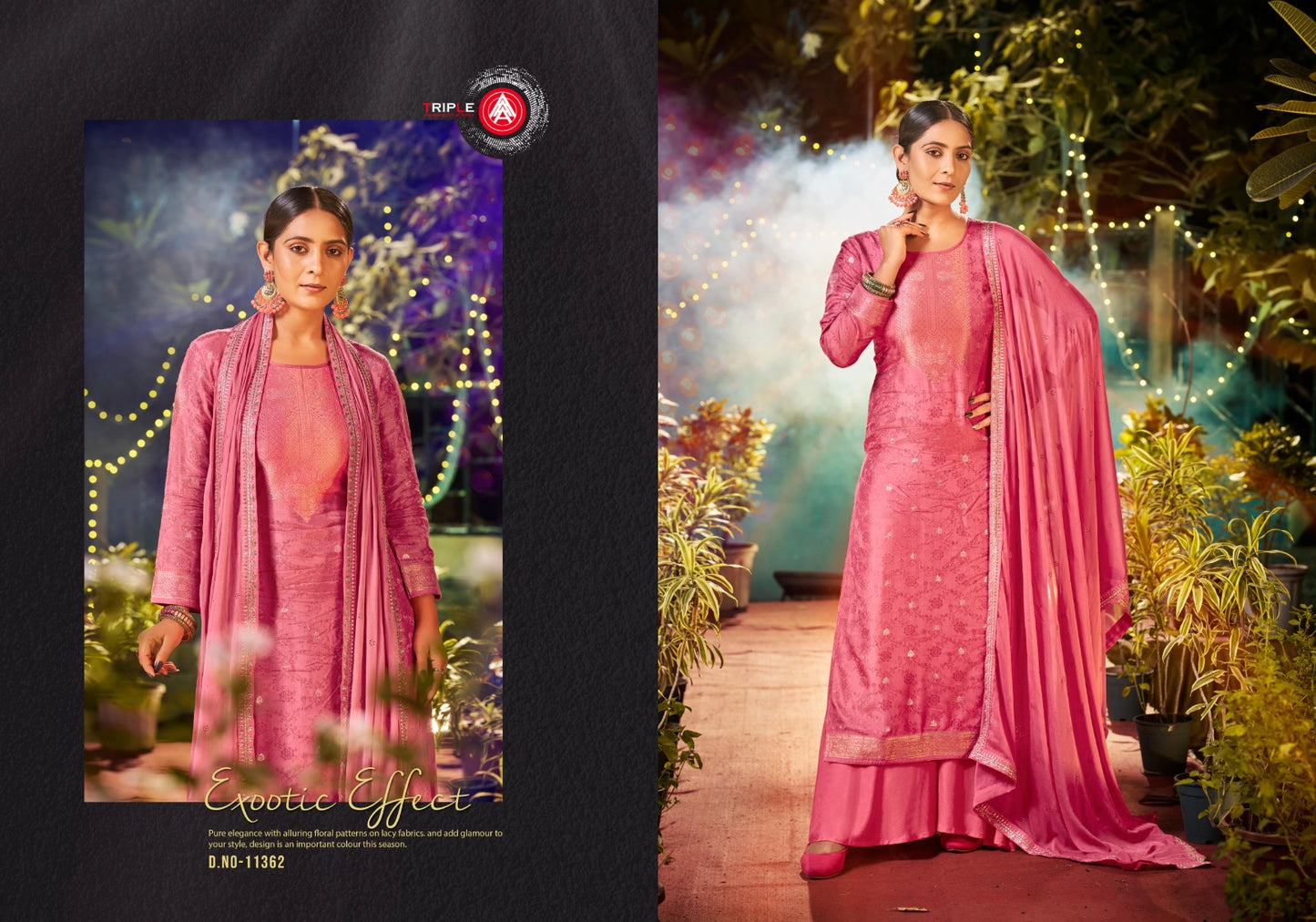 जलवा ट्रिपल आ मसलिन प्लाज़ो स्टाइल सूट