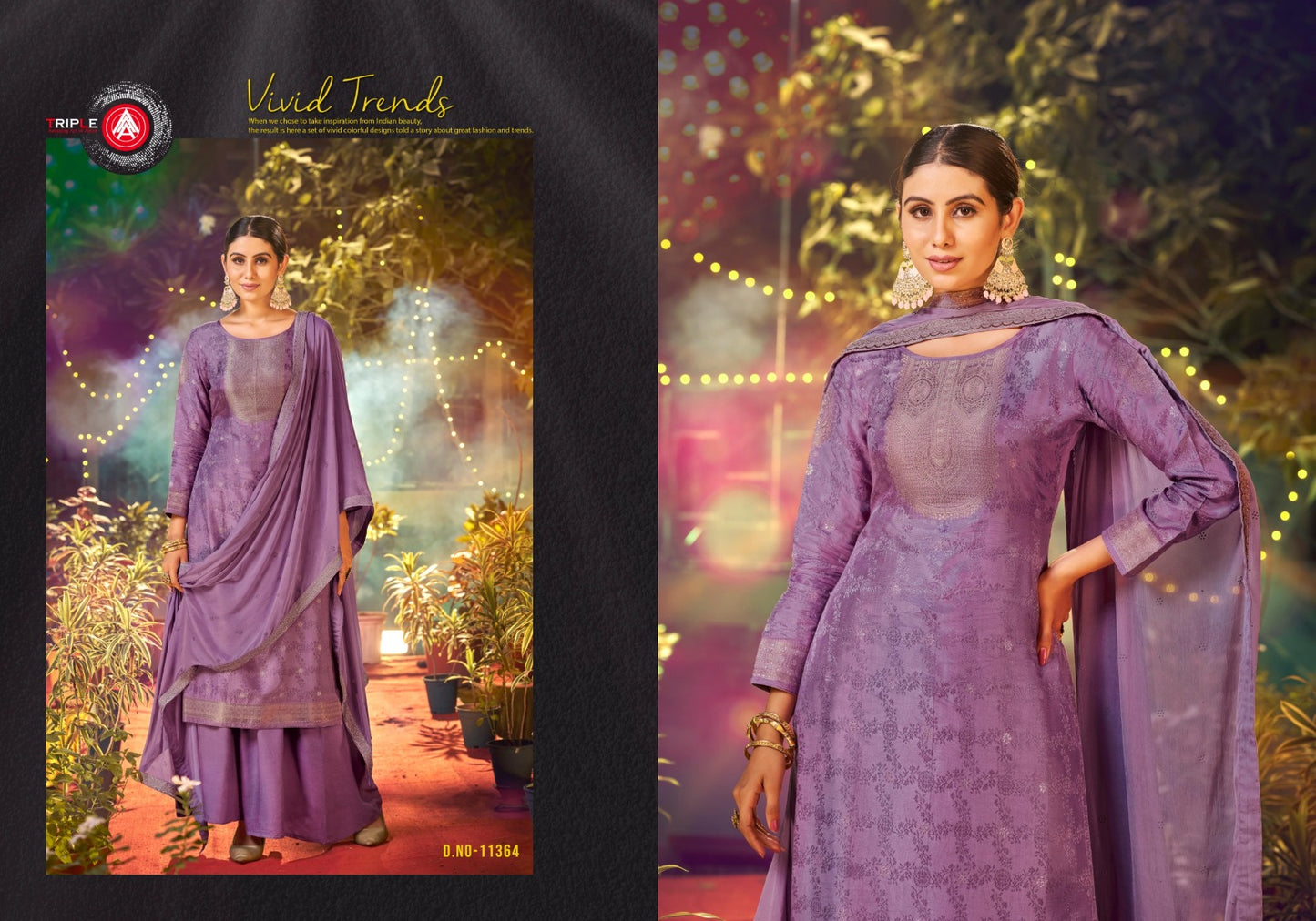 जलवा ट्रिपल आ मसलिन प्लाज़ो स्टाइल सूट