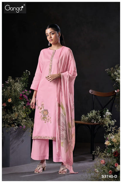 Jalyn 3740 Ganga Premium Cotton Plazzo Style Suits Manufacturer Gujarat