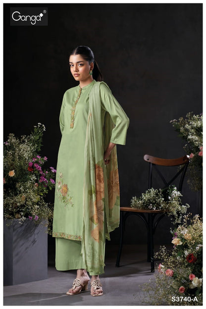 Jalyn 3740 Ganga Premium Cotton Plazzo Style Suits Manufacturer Gujarat