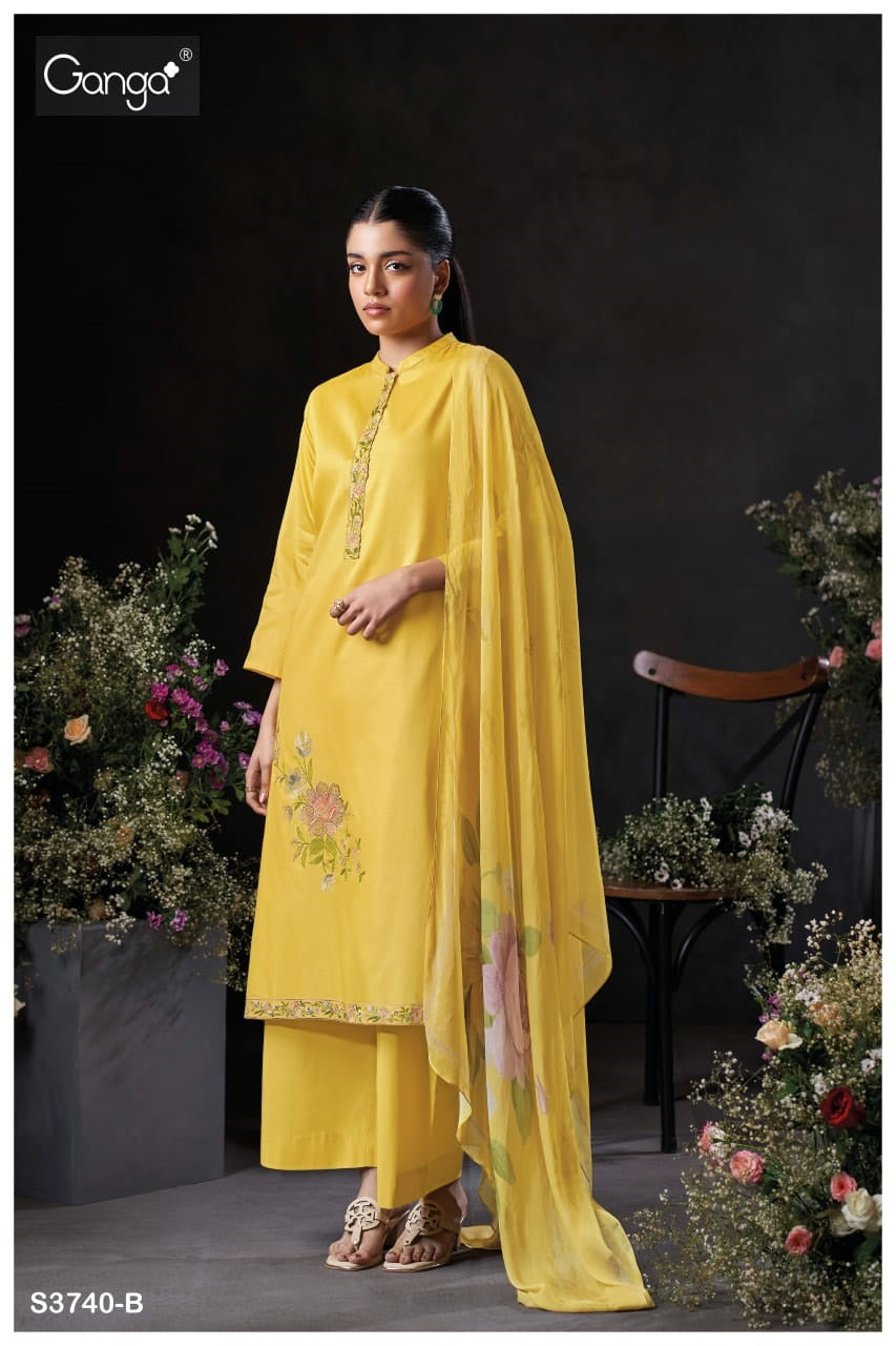 Jalyn 3740 Ganga Premium Cotton Plazzo Style Suits Manufacturer Gujarat
