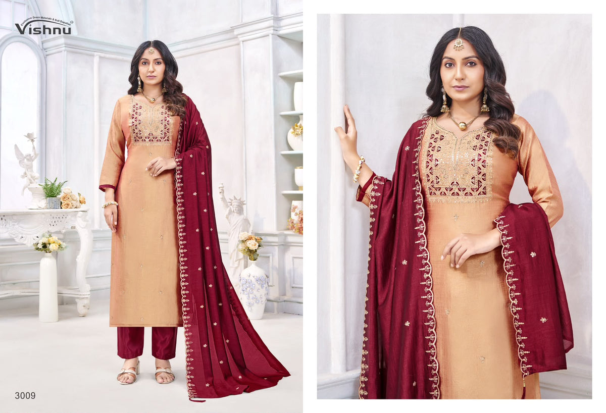 Jamaina Vishnu Impex Vichitra Silk Pant Style Suits Manufacturer Ahmedabad