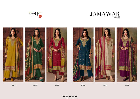 Jamawar Vol 2 Rangati Prints Viscose Muslin Pant Style Suits Wholesaler India