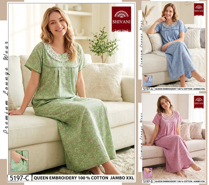 Jambo 5197-5203 Shivani Cotton Night Gowns Manufacturer Ahmedabad
