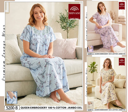 Jambo 5197-5203 Shivani Cotton Night Gowns Manufacturer Ahmedabad