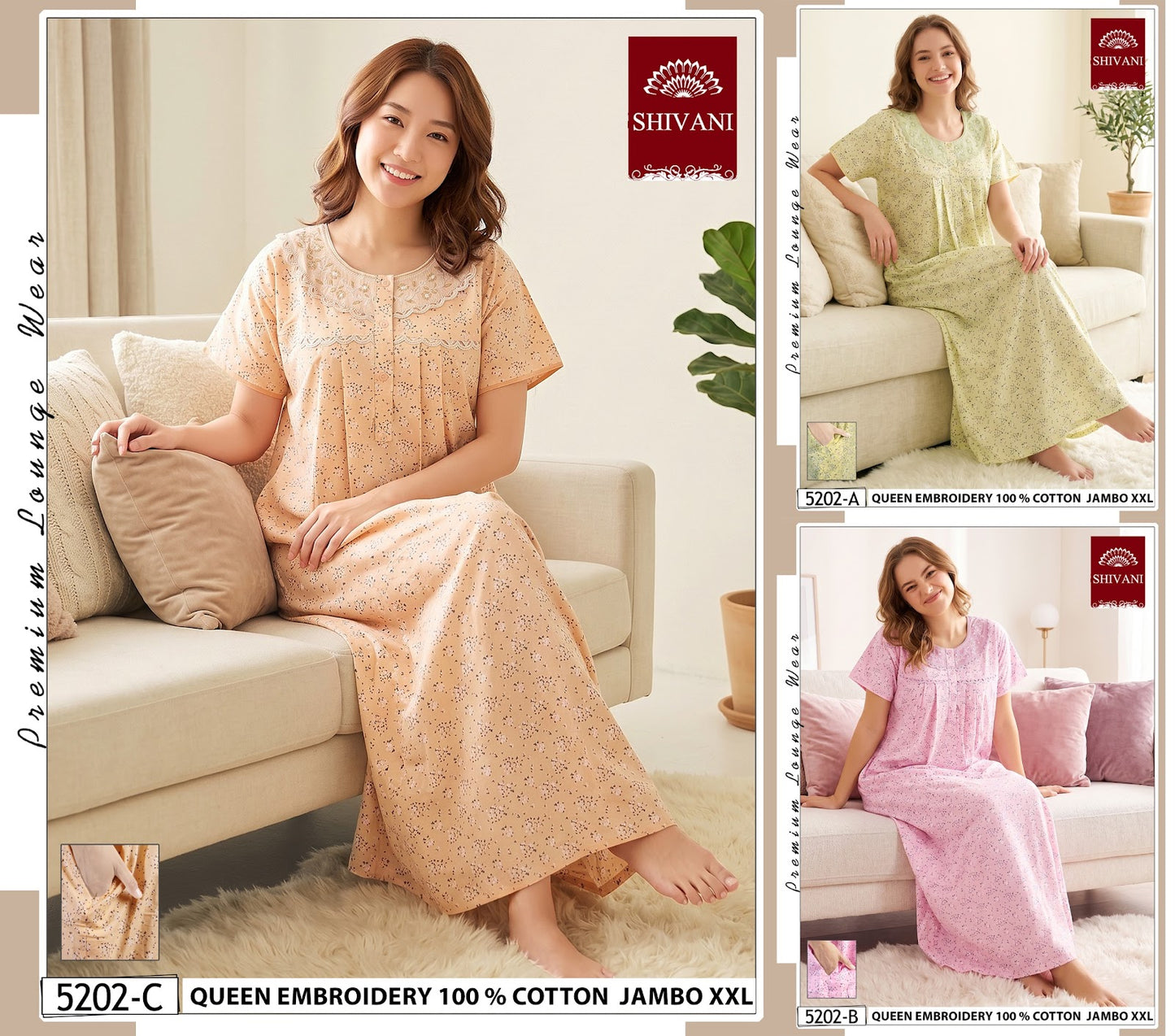Jambo 5197-5203 Shivani Cotton Night Gowns Manufacturer Ahmedabad