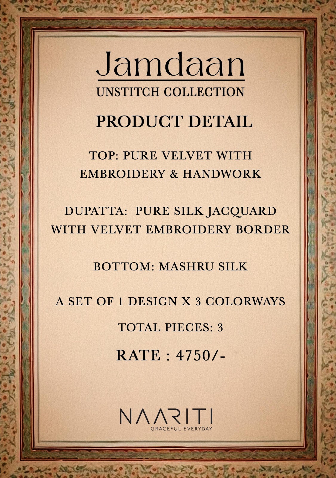Jamdaan Naariti Velvet Suits Exporter