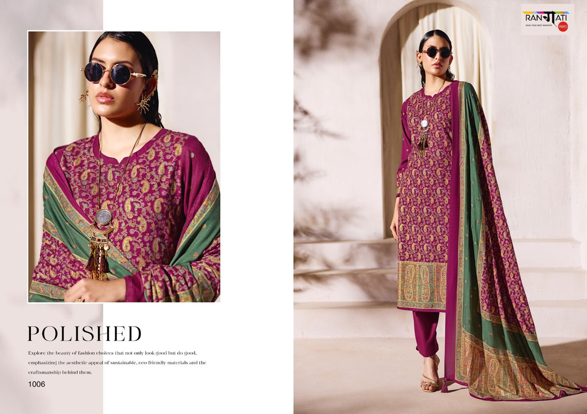 Jamdaani Rangati Prints Pashmina Suits Supplier Ahmedabad