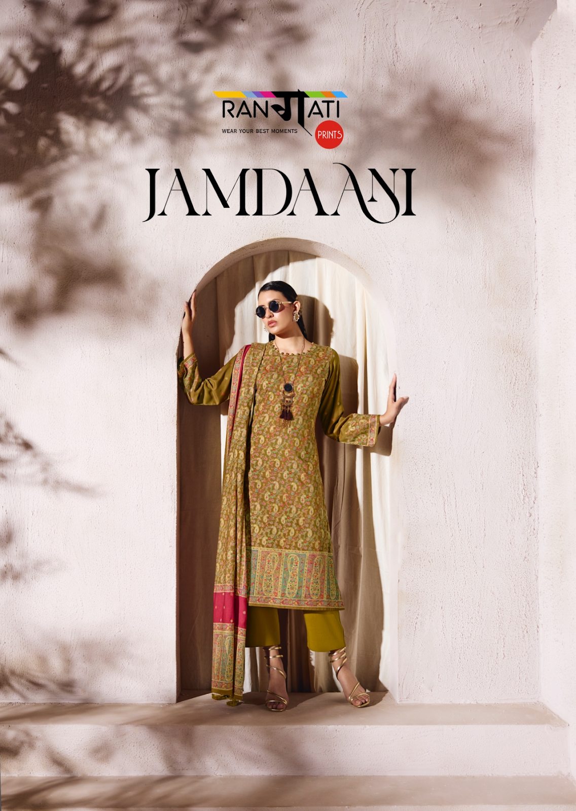 Jamdaani Rangati Prints Pashmina Suits Supplier Ahmedabad