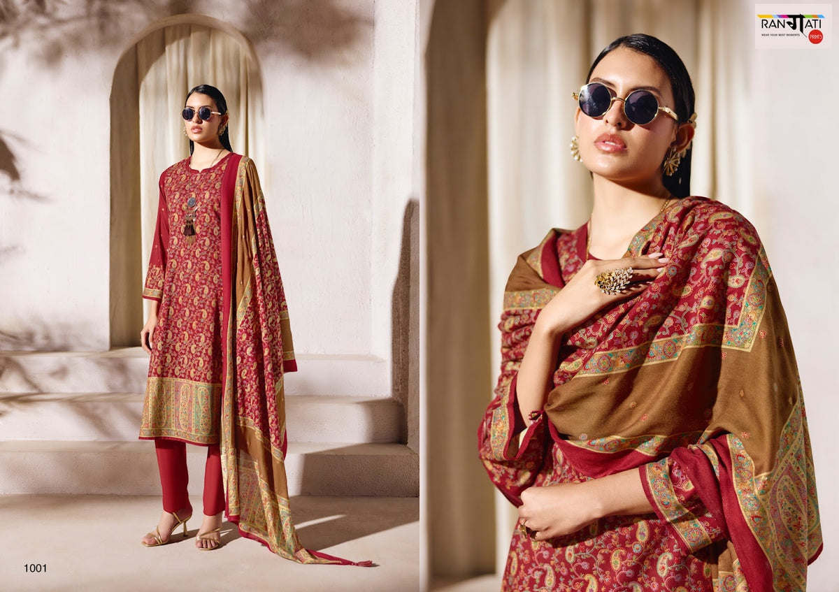 Jamdaani Rangati Prints Pashmina Suits Supplier Ahmedabad