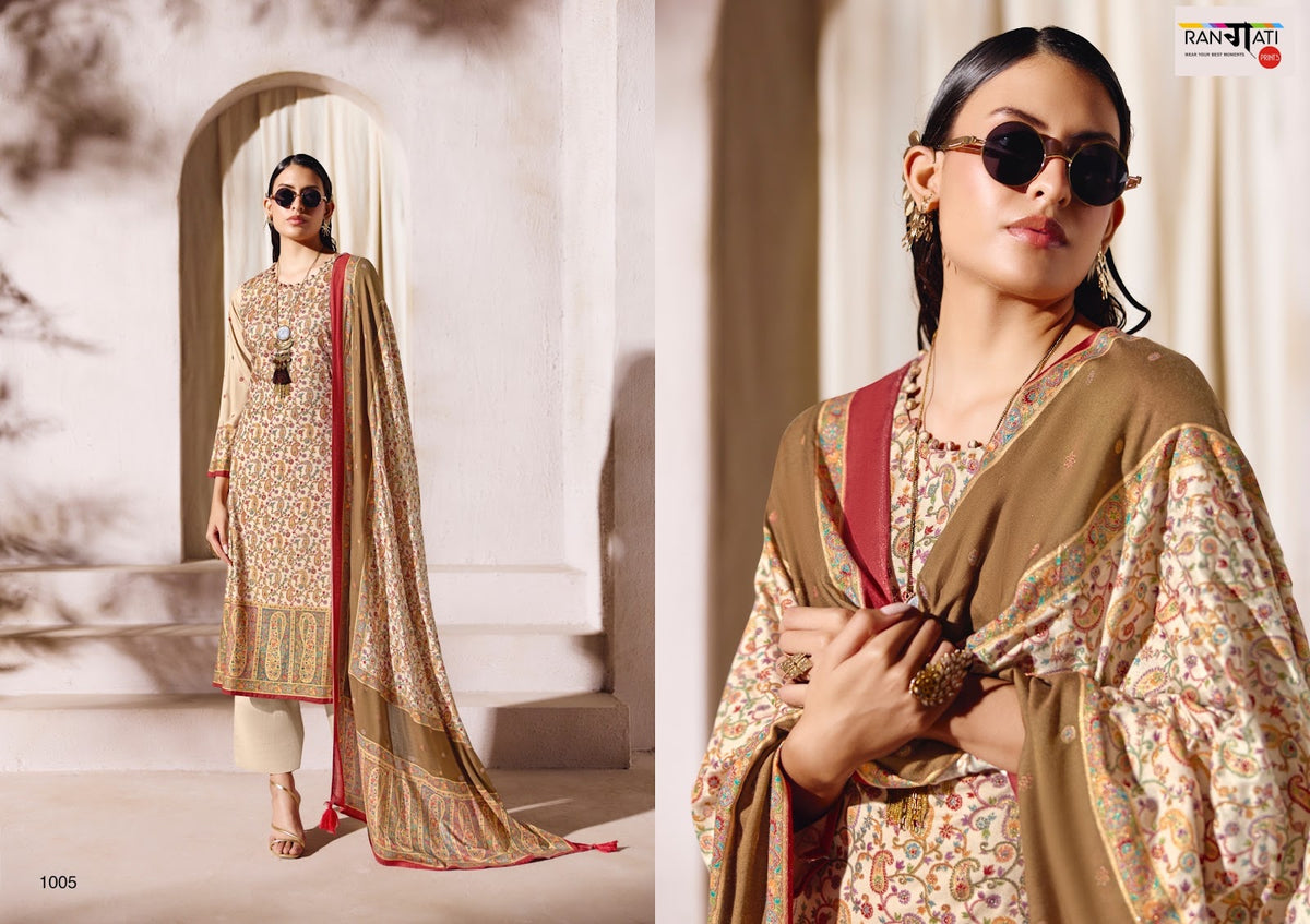 Jamdaani Rangati Prints Pashmina Suits Supplier Ahmedabad