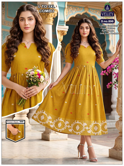 Jamdani Cotton 1509 Velley Anarkali Kurtis Supplier Ahmedabad