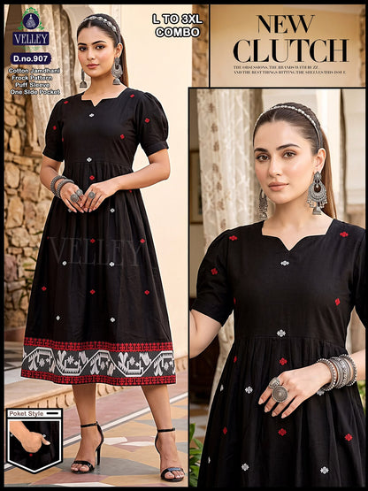 Jamdani Cotton 1509 Velley Anarkali Kurtis Supplier Ahmedabad