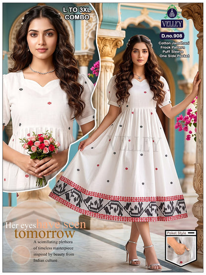 Jamdani Cotton 1509 Velley Anarkali Kurtis Supplier Ahmedabad