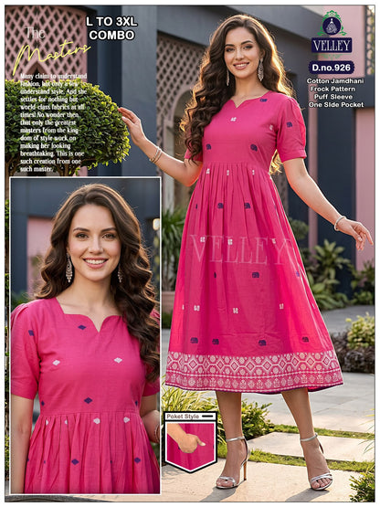 Jamdani Cotton 1509 Velley Anarkali Kurtis Supplier Ahmedabad
