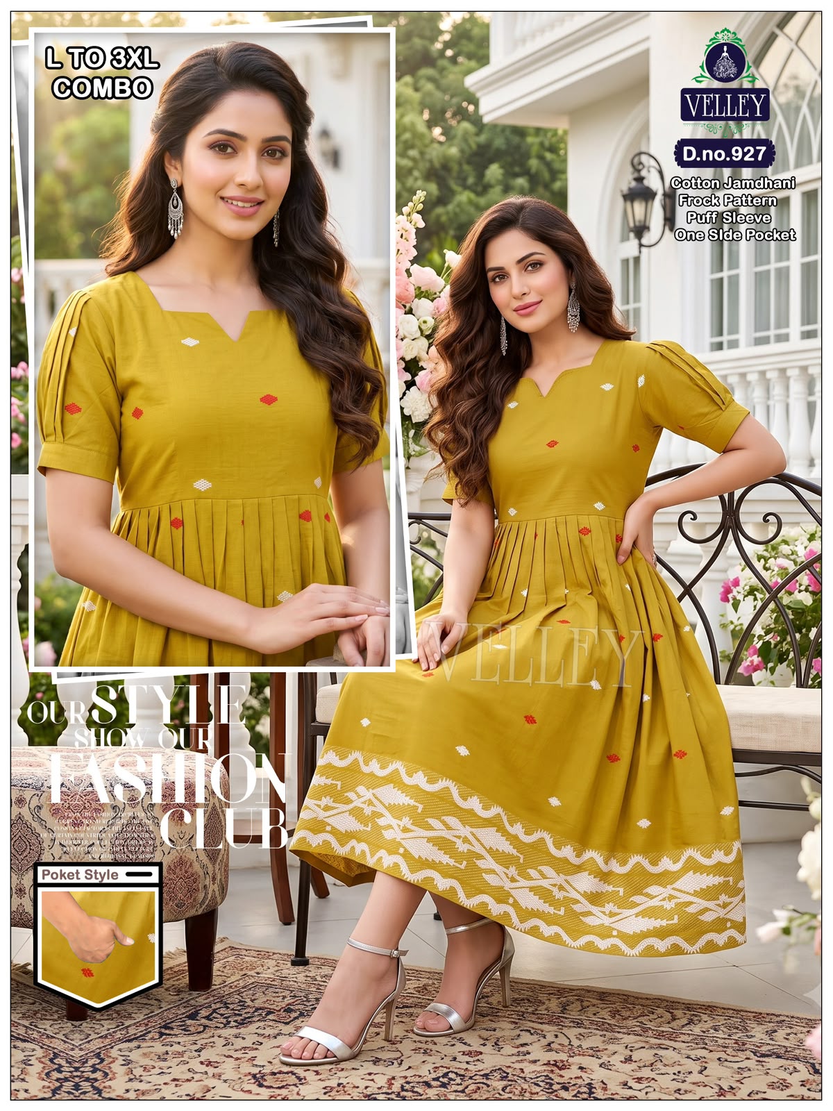 Jamdani Cotton 1509 Velley Anarkali Kurtis Supplier Ahmedabad