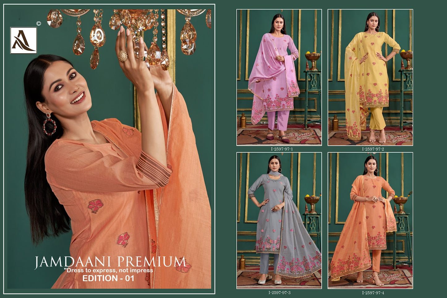 Jamdani Premium Alok Pure Jam Pant Style Suits Wholesaler India