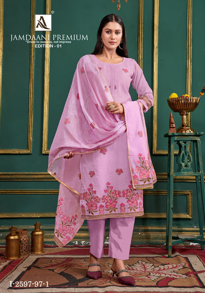 Jamdani Premium Alok Pure Jam Pant Style Suits Wholesaler India