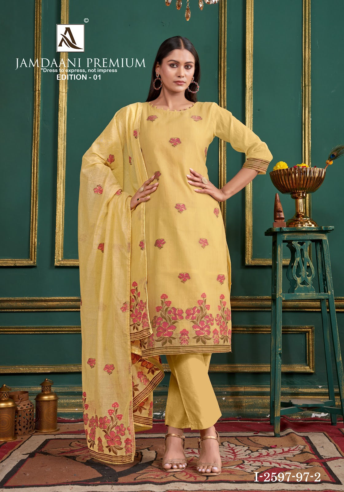 Jamdani Premium Alok Pure Jam Pant Style Suits Wholesaler India