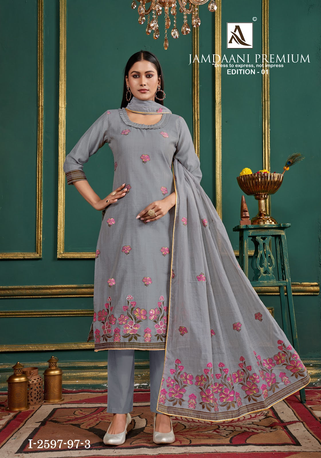 Jamdani Premium Alok Pure Jam Pant Style Suits Wholesaler India