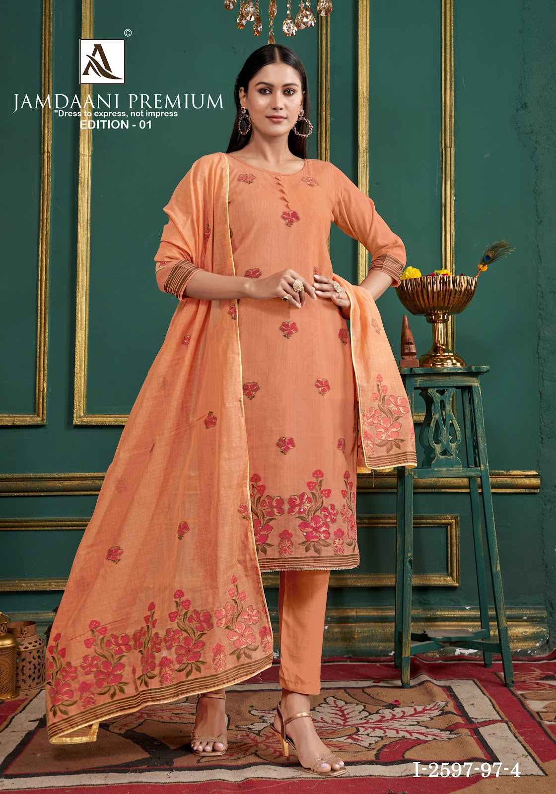 Jamdani Premium Alok Pure Jam Pant Style Suits Wholesaler India