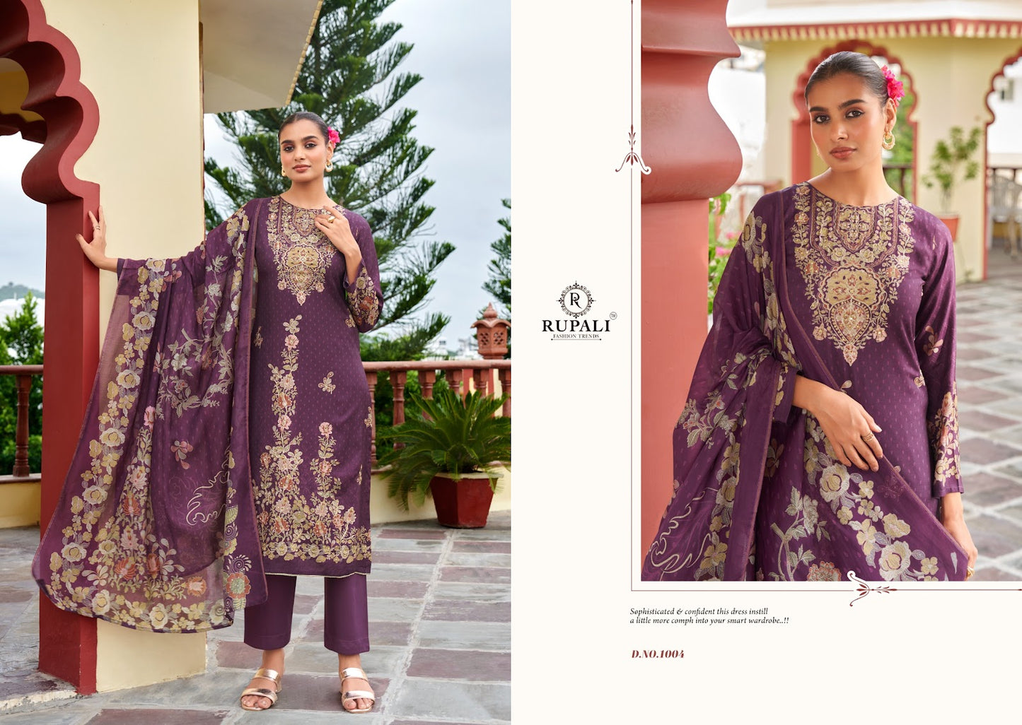 Jamdani Rupali Pure Viscose Muslin Pant Style Suits Wholesaler Ahmedabad