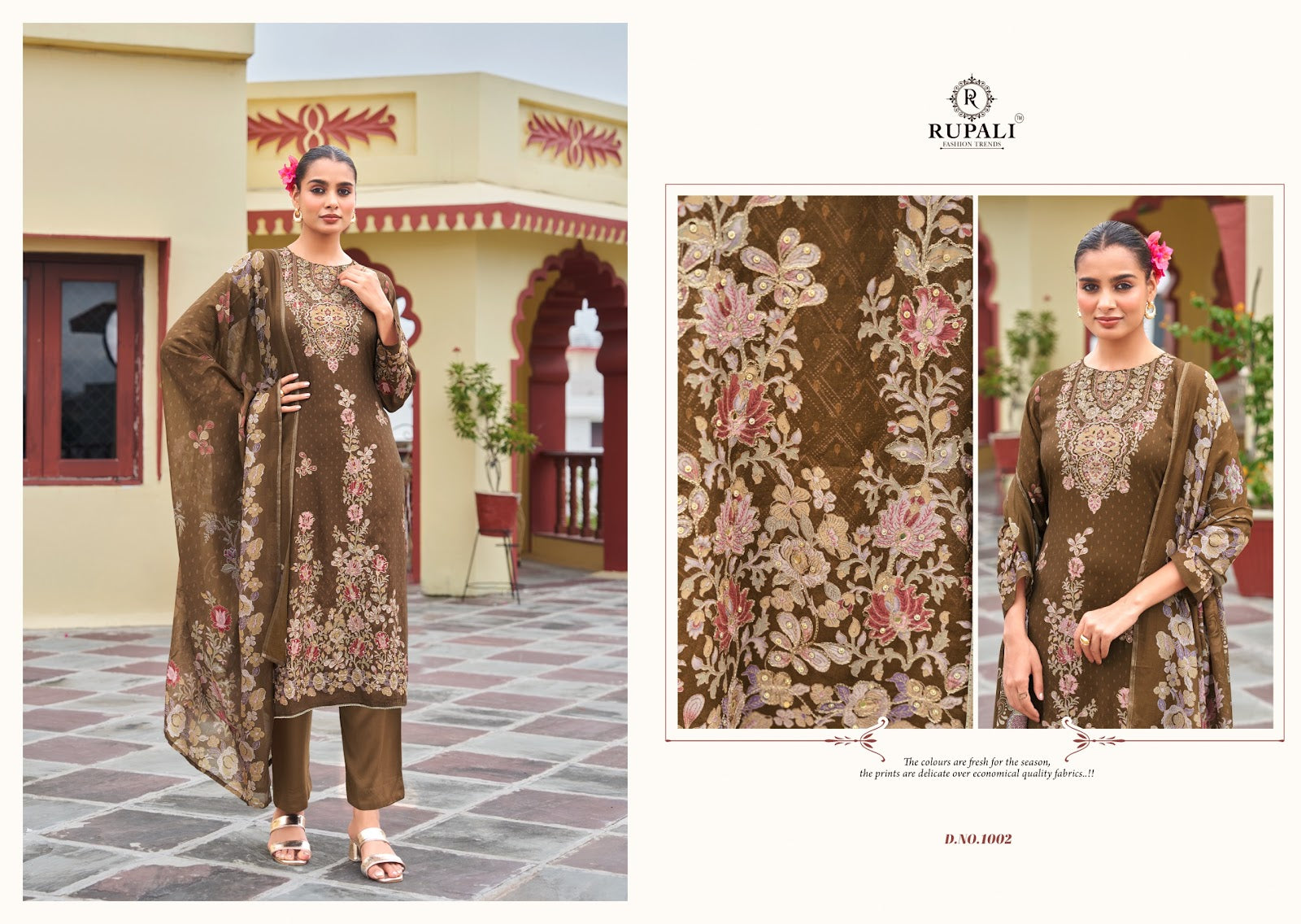 Jamdani Rupali Pure Viscose Muslin Pant Style Suits Wholesaler Ahmedabad