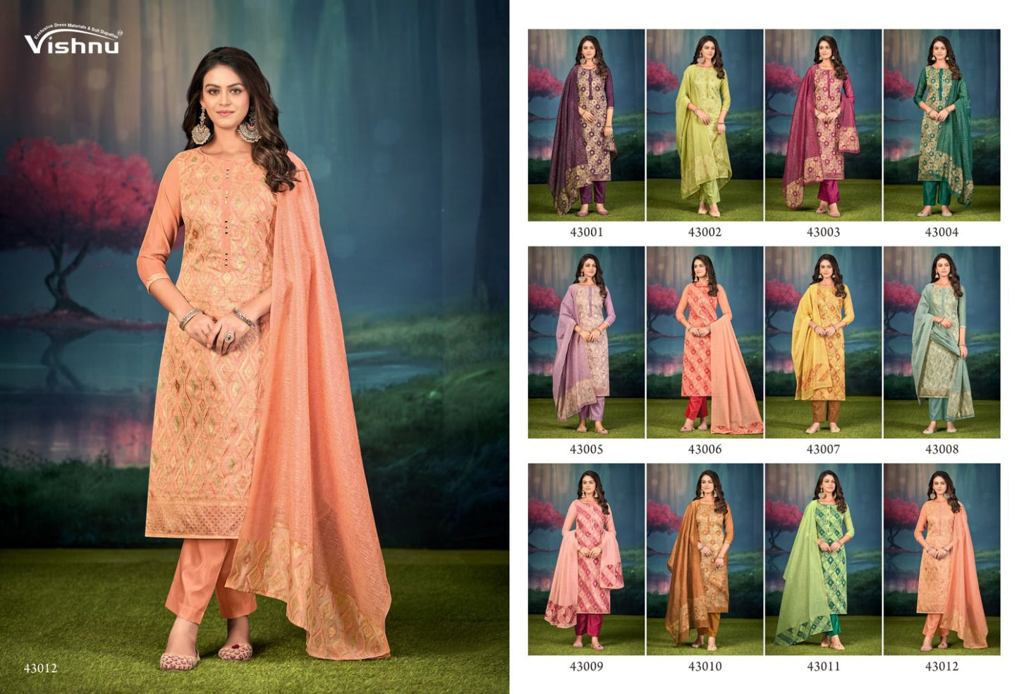 Jamdani Vishnu Impex Pant Style Suits Wholesaler