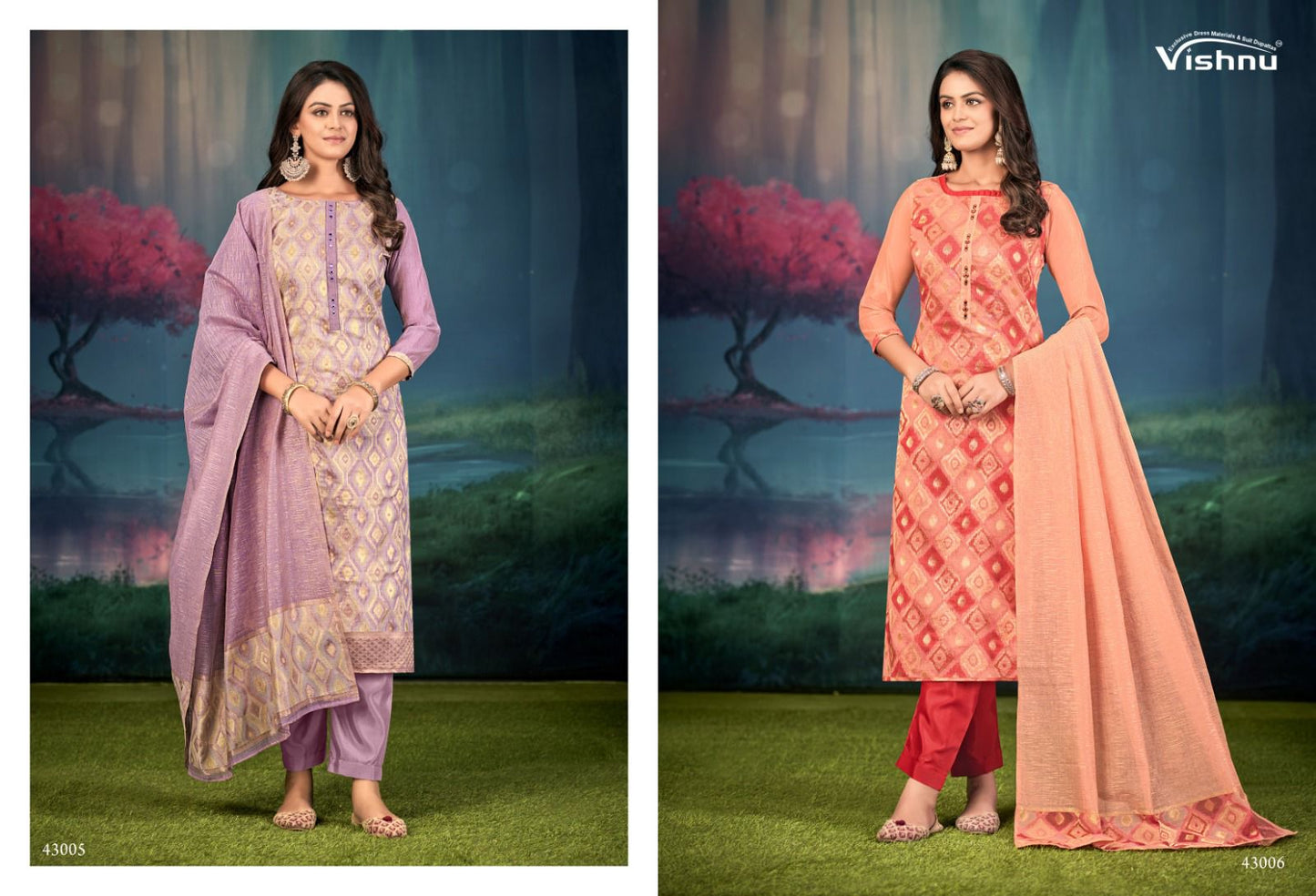 Jamdani Vishnu Impex Pant Style Suits Wholesaler