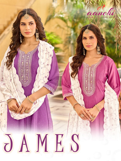 James Aanchi Crystal Silk Readymade Anarkali Suits Exporter Ahmedabad