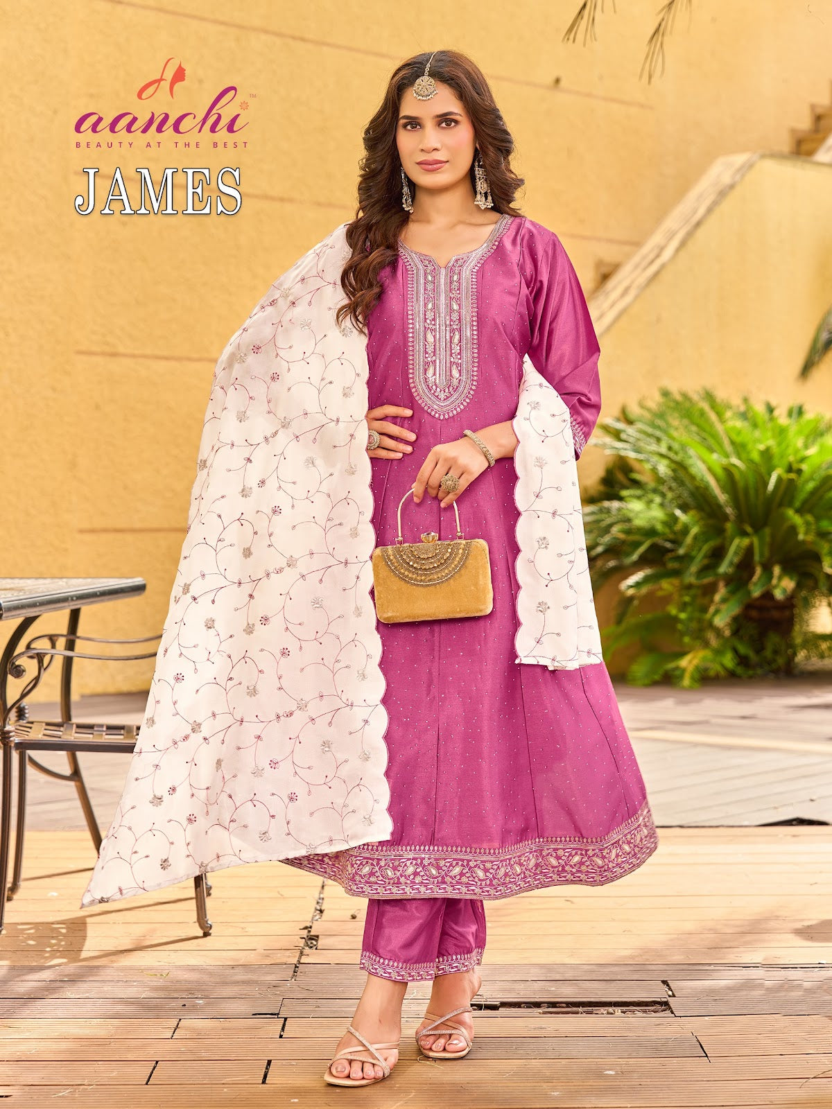 James Aanchi Crystal Silk Readymade Anarkali Suits Exporter Ahmedabad