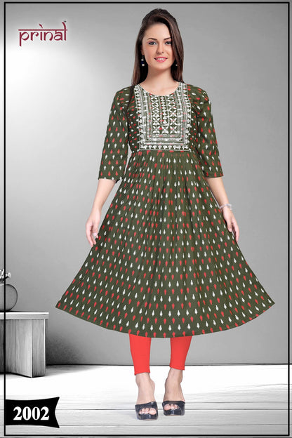 Jamkudi Prinal Reyon Anarkali Kurtis Exporter India