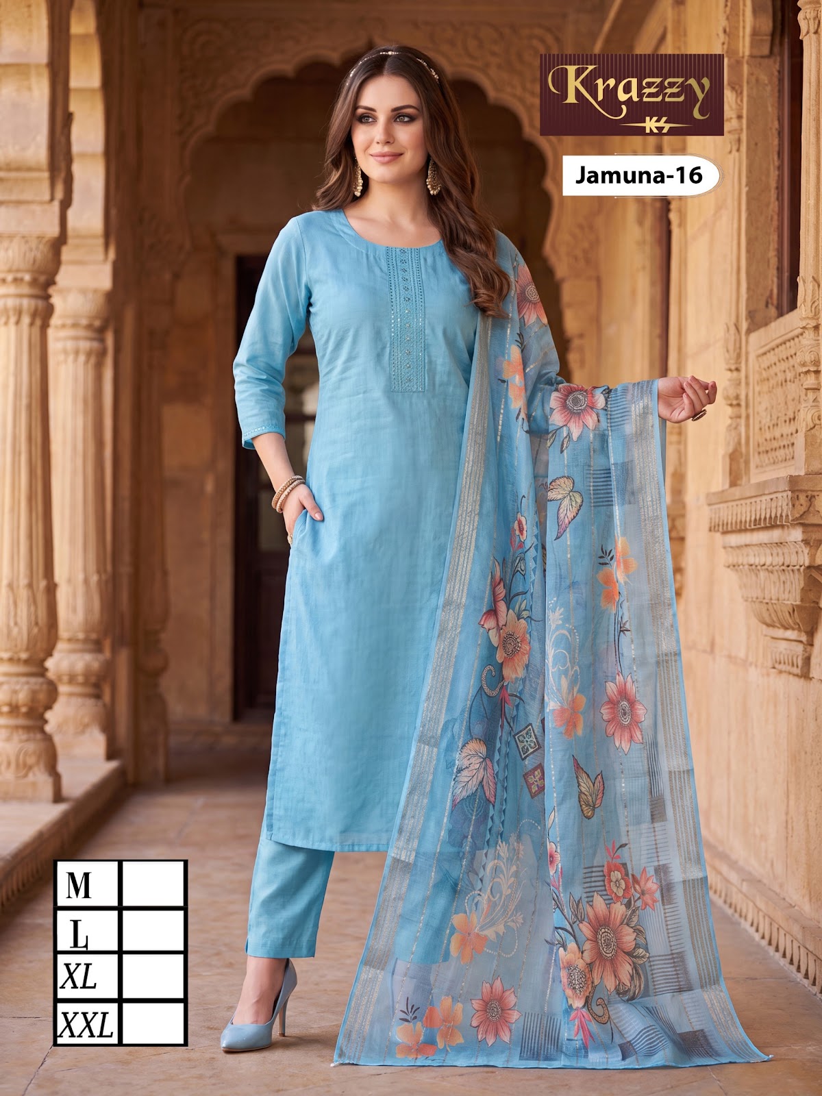 Jamuna Krazzy Kanha Weaving Readymade Pant Style Suits Exporter India