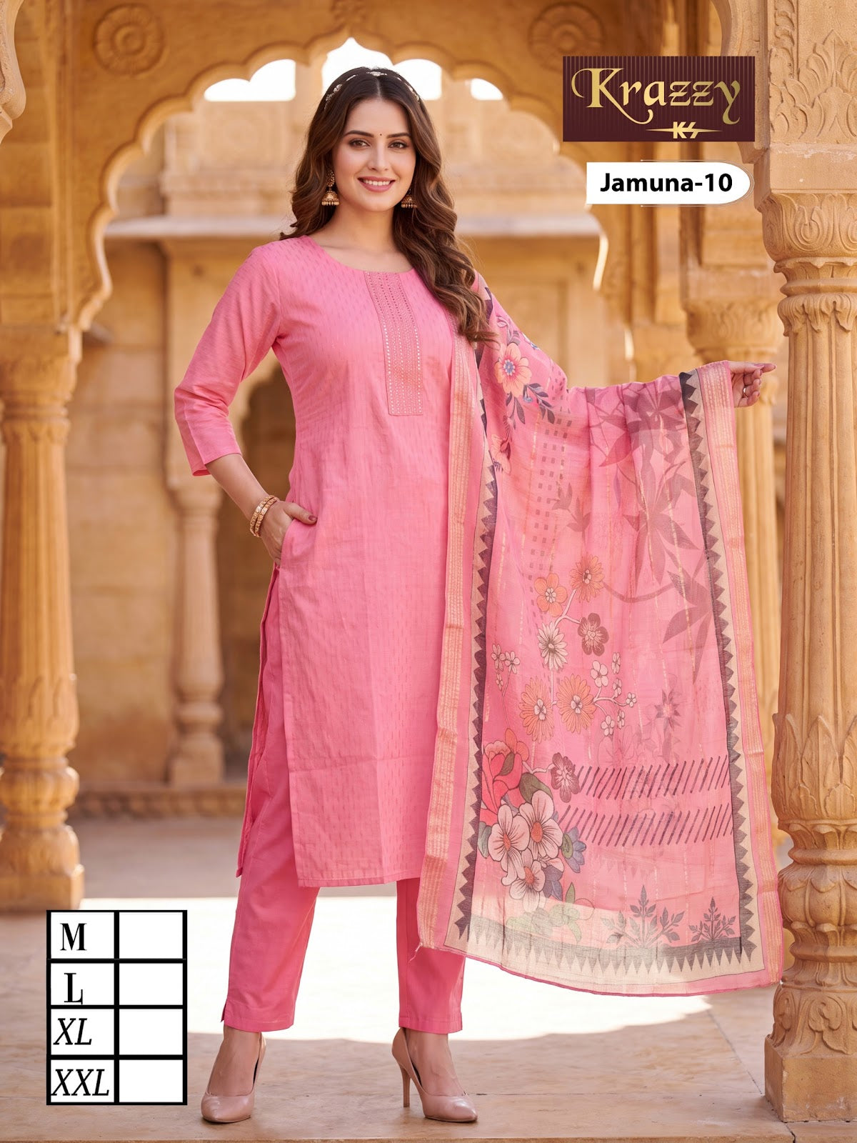 Jamuna Krazzy Kanha Weaving Readymade Pant Style Suits Exporter India