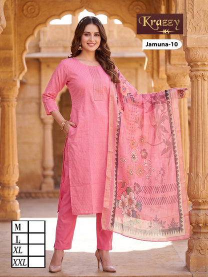 Jamuna Krazzy Kanha Weaving Readymade Pant Style Suits Exporter India