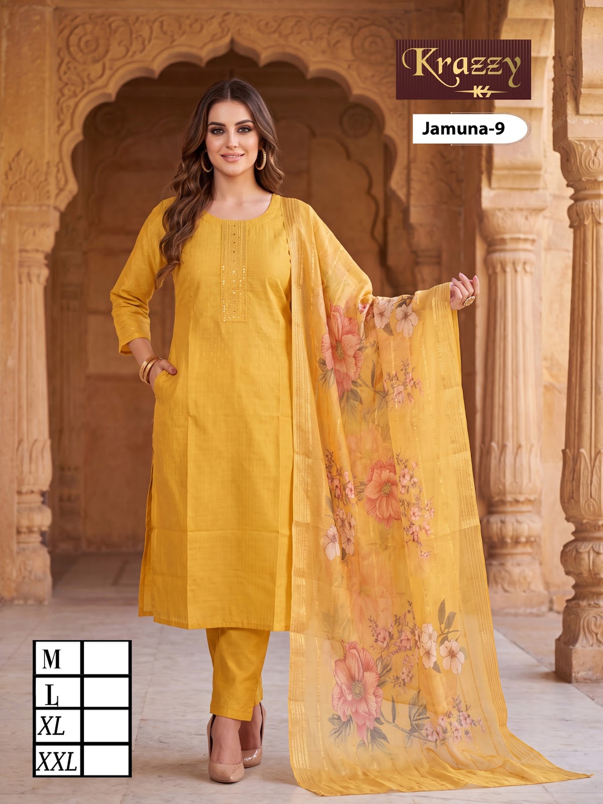 Jamuna Krazzy Kanha Weaving Readymade Pant Style Suits Exporter India