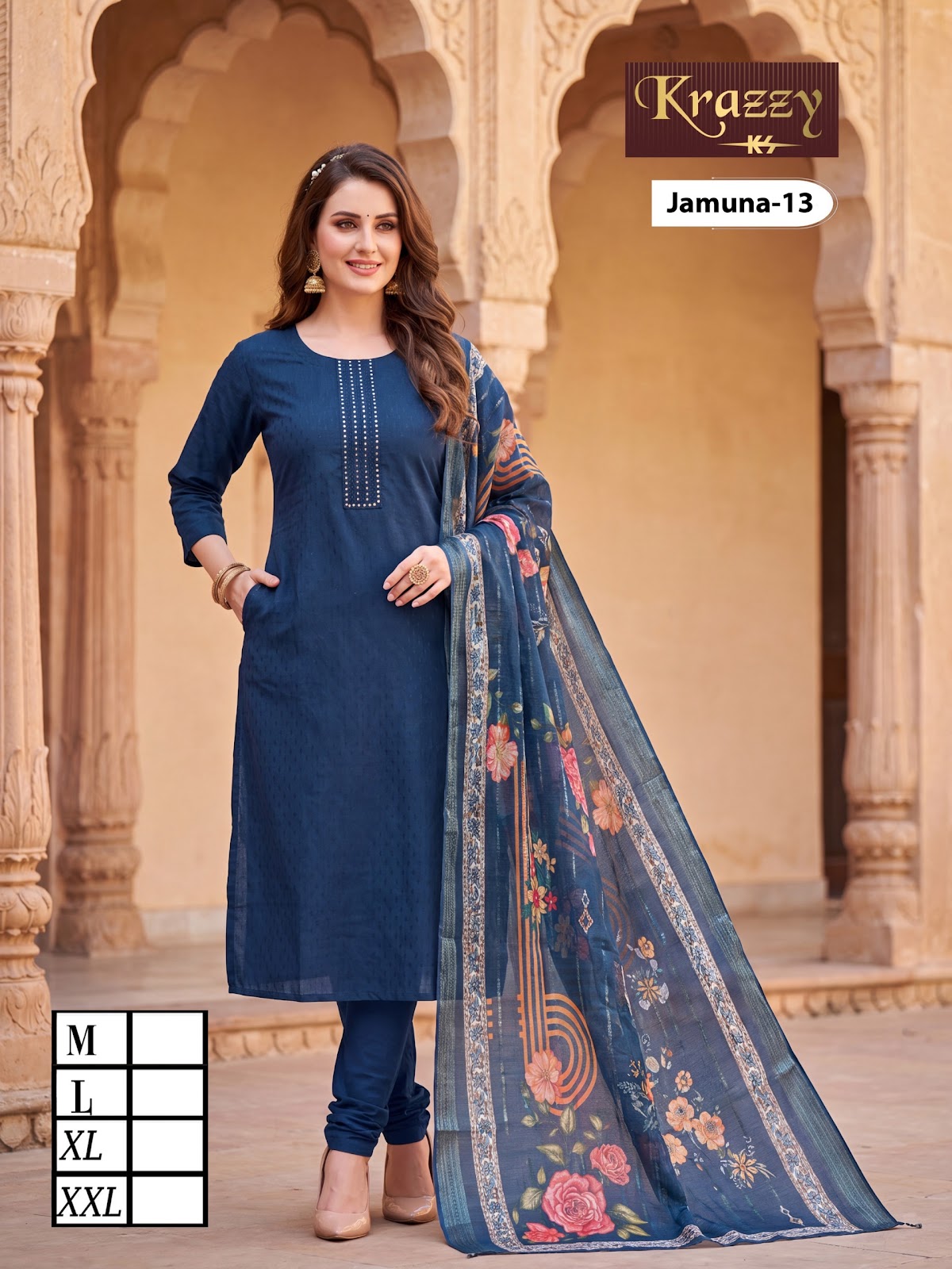 Jamuna Krazzy Kanha Weaving Readymade Pant Style Suits Exporter India