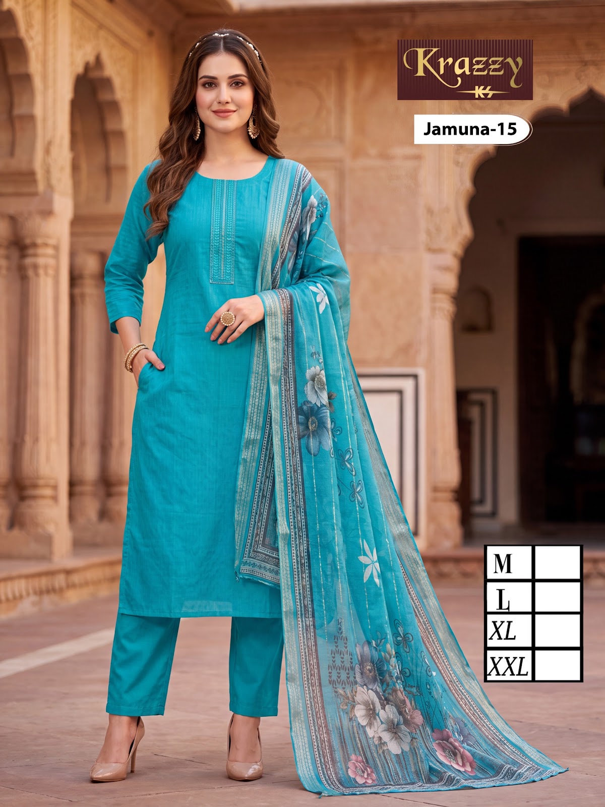 Jamuna Krazzy Kanha Weaving Readymade Pant Style Suits Exporter India