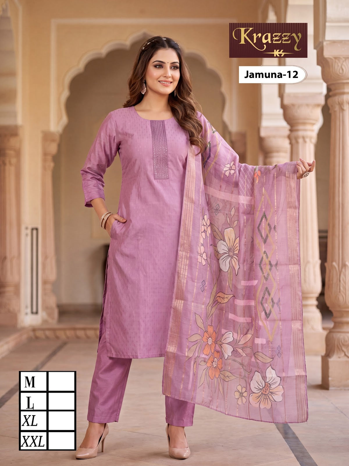 Jamuna Krazzy Kanha Weaving Readymade Pant Style Suits Exporter India