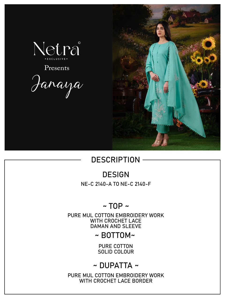 Janaya Netra Mul Cotton Pant Style Suits Wholesale Price