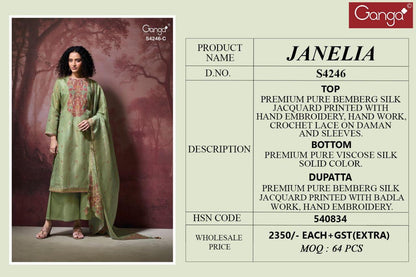 Janelia 4246 Ganga Silk Jacquard Plazzo Style Suits Wholesaler Ahmedabad