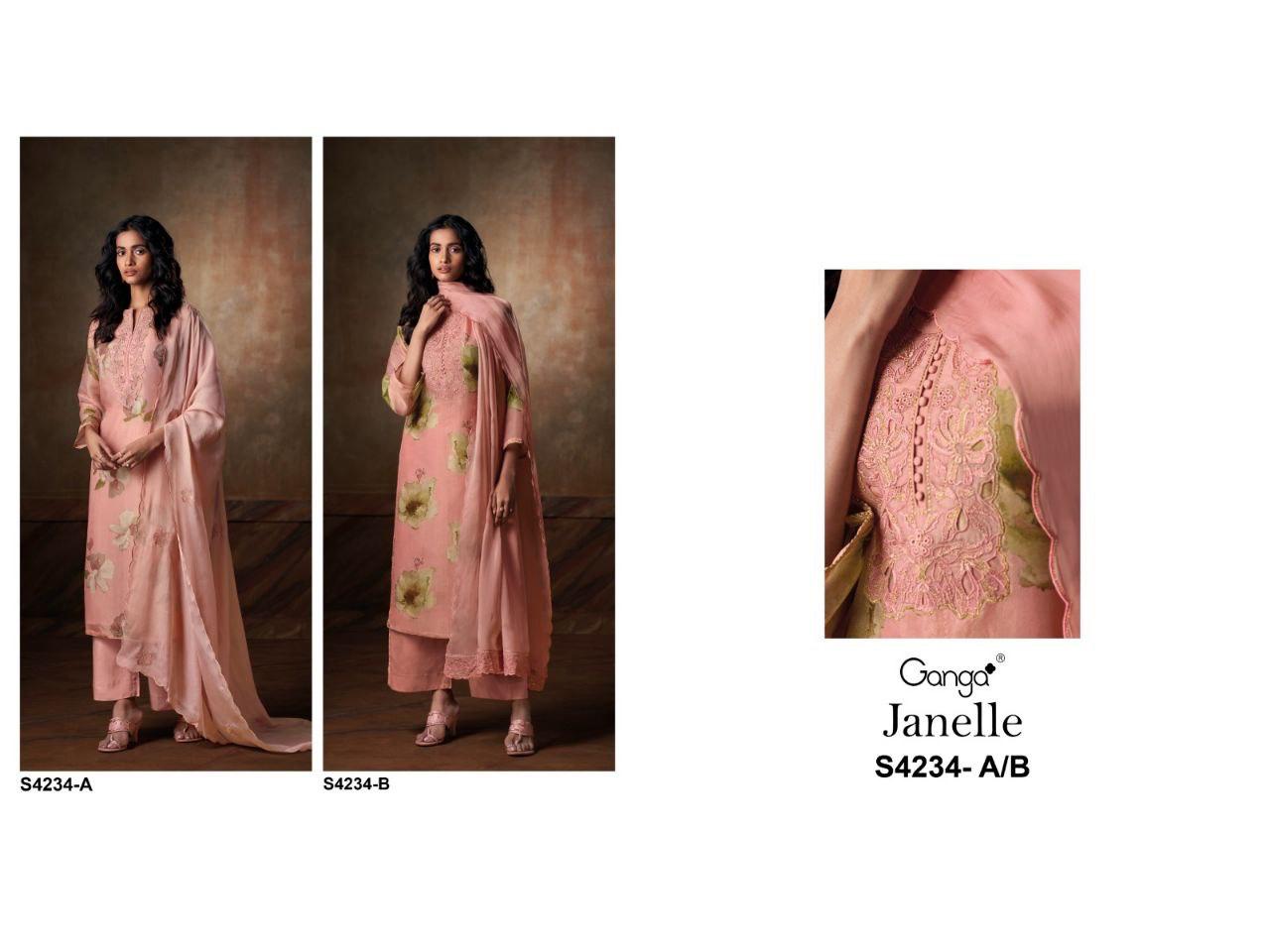 Janelle 4234 Ganga Bemberg Silk Plazzo Style Suits Manufacturer Ahmedabad