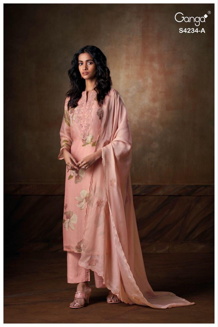 Janelle 4234 Ganga Bemberg Silk Plazzo Style Suits Manufacturer Ahmedabad