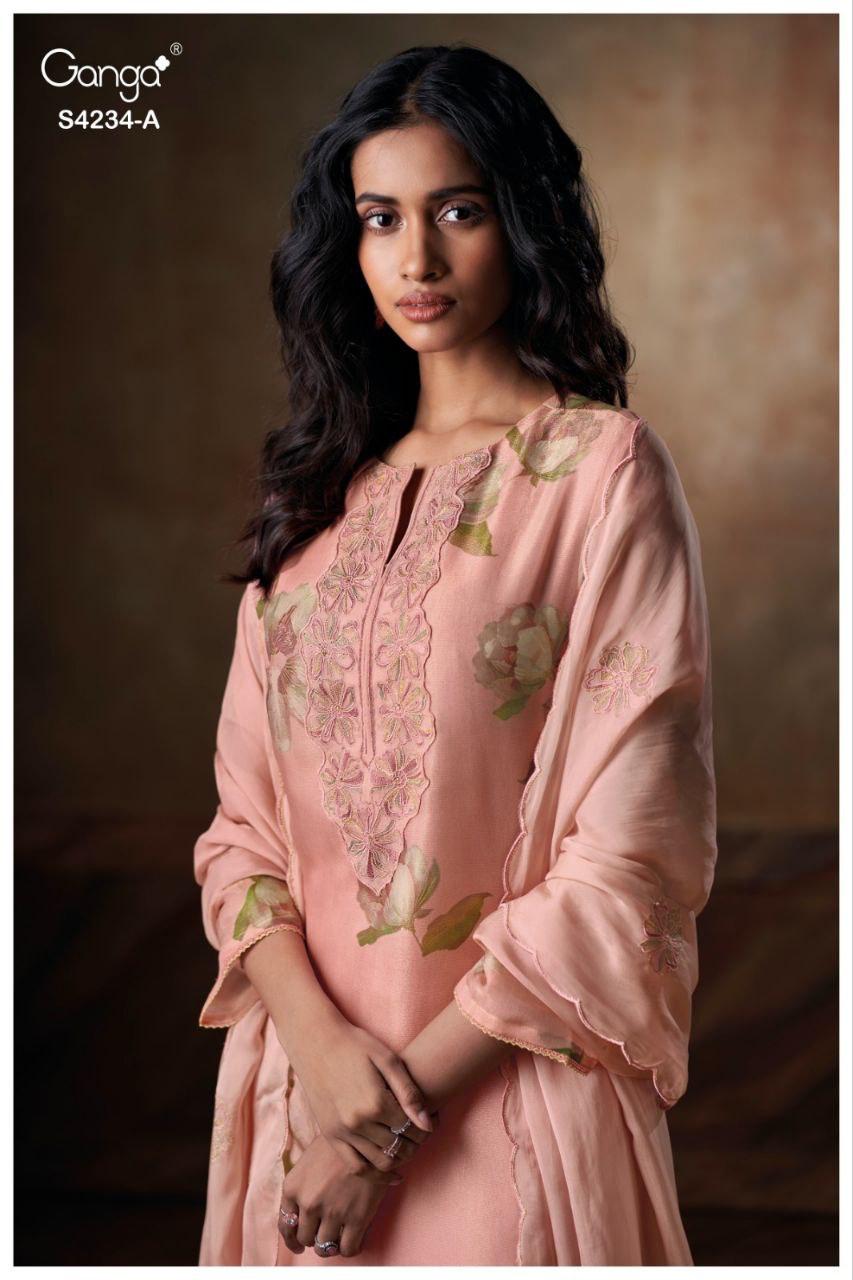 Janelle 4234 Ganga Bemberg Silk Plazzo Style Suits Manufacturer Ahmedabad