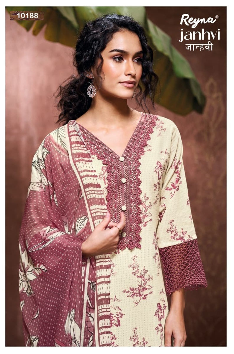 Janhvi Reyna Cotton Pant Style Suits Wholesale Rate