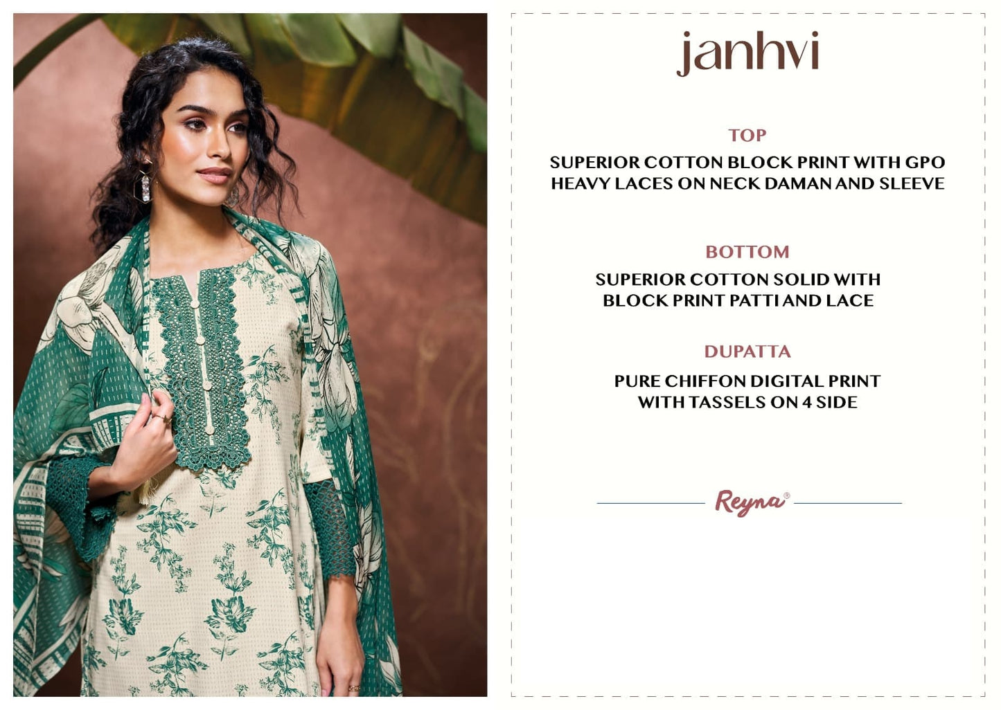 Janhvi Reyna Cotton Pant Style Suits Wholesale Rate