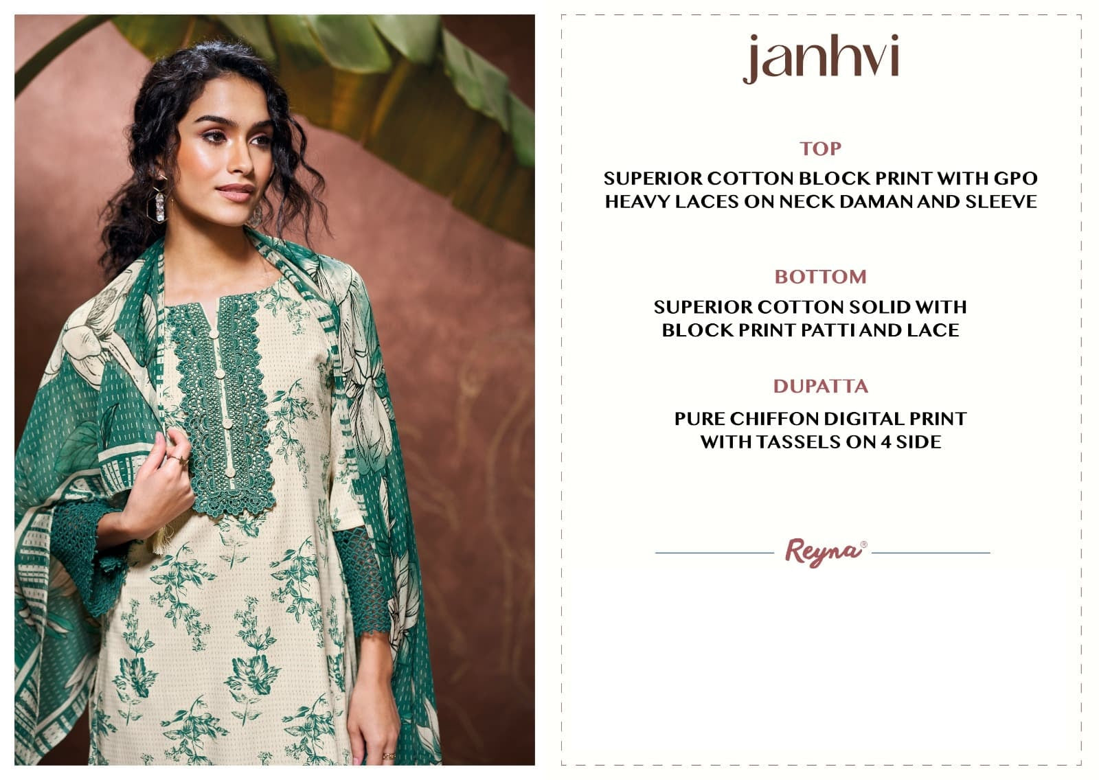 Janhvi Reyna Cotton Pant Style Suits Wholesale Rate