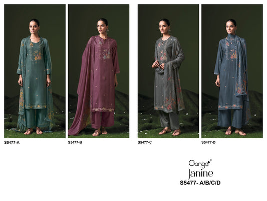 Janine S5477 Ganga Wool Pashmina Suits Wholesale Price